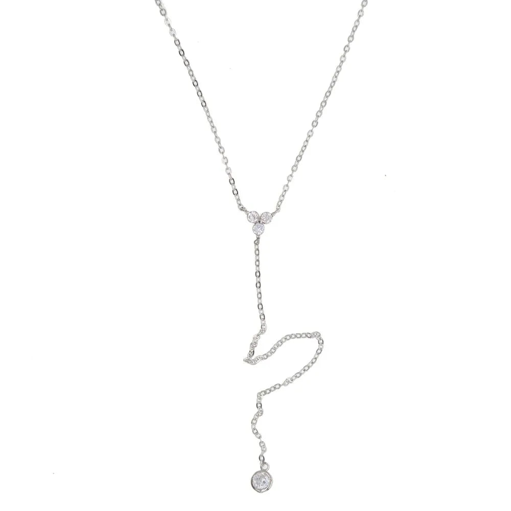 🌙“Moonthread Lariat” – Collar Y Plata 925 💫 Minimalismo Encantado + Charms CZ