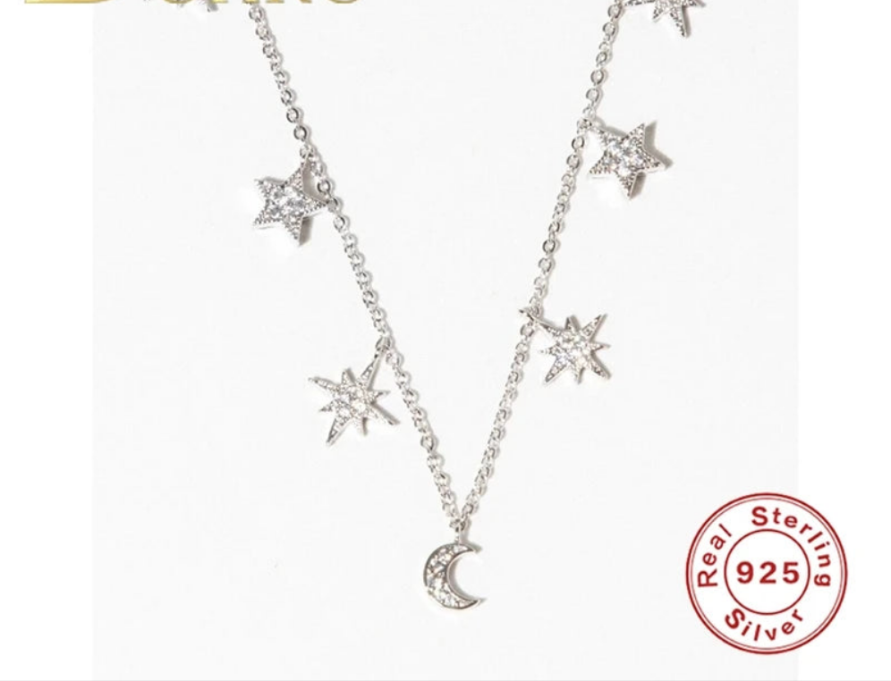 🌙 Collar Estrellas & Luna Plata⭐Starlight Vibes 💥4 variantes a elegir