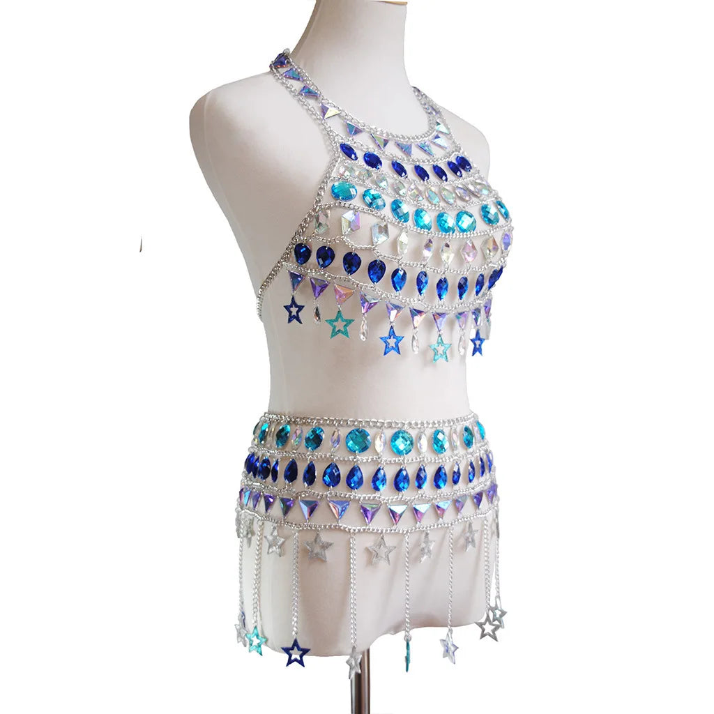 🌟Stellar Queen Set – Top de Estrellas y gemas + Minifalda 🚀👑