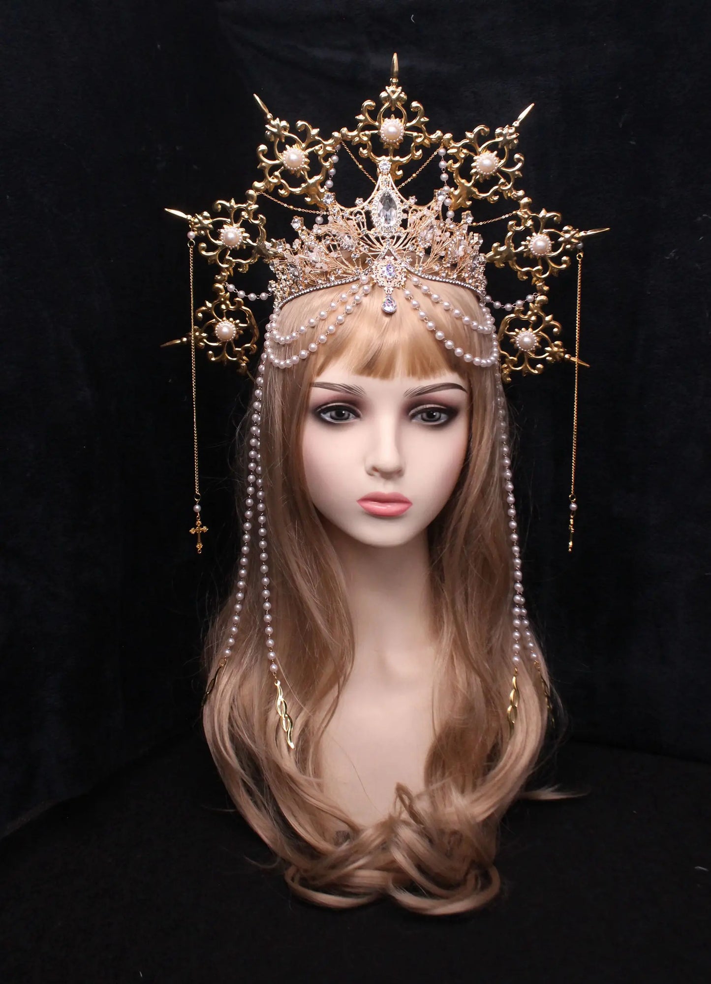 👑⚡ Solar Divinity – Corona Dorada Sunburst con Cadenas Boho Glam ⚡👑 4 variantes a elegir