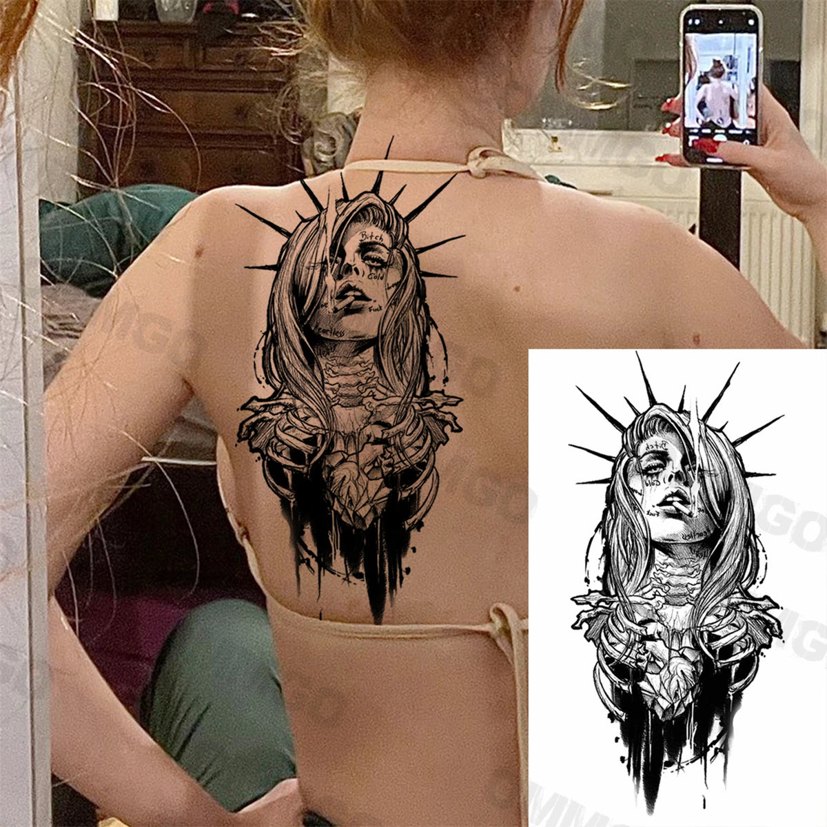 🌺Mandala Moon Tattoo – Tattoo de Espalda Estilo Diosa Tribal 🖤 52 variantes a elegir