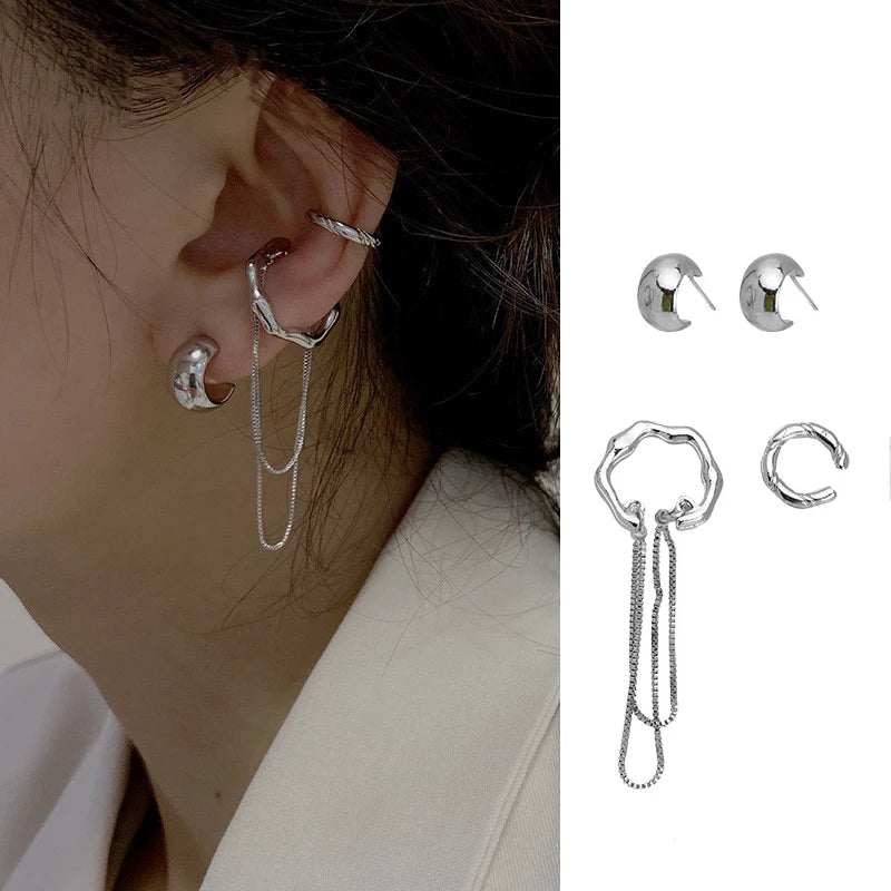 💎"Starlace Wings" 🦋Ear Cuff Clip con Mariposa, Cristales y Borla Estelar✨ 18 variantes a elegir