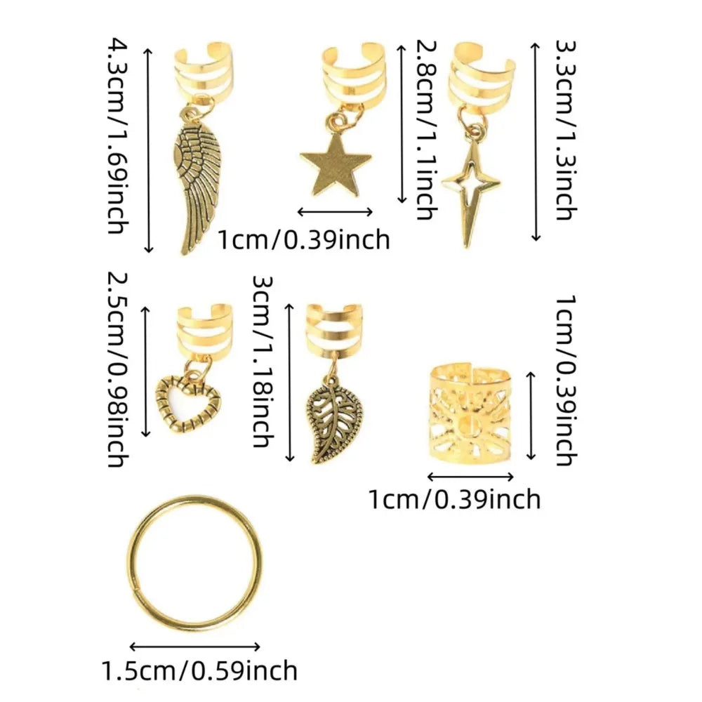 🌟 Anillos para Trenzas Hippie 🔥45 Piezas de Magia Dorada o plateada