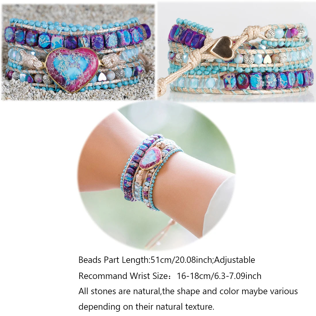 💛Heart Roots" — Pulsera de Cuero con Piedra natural