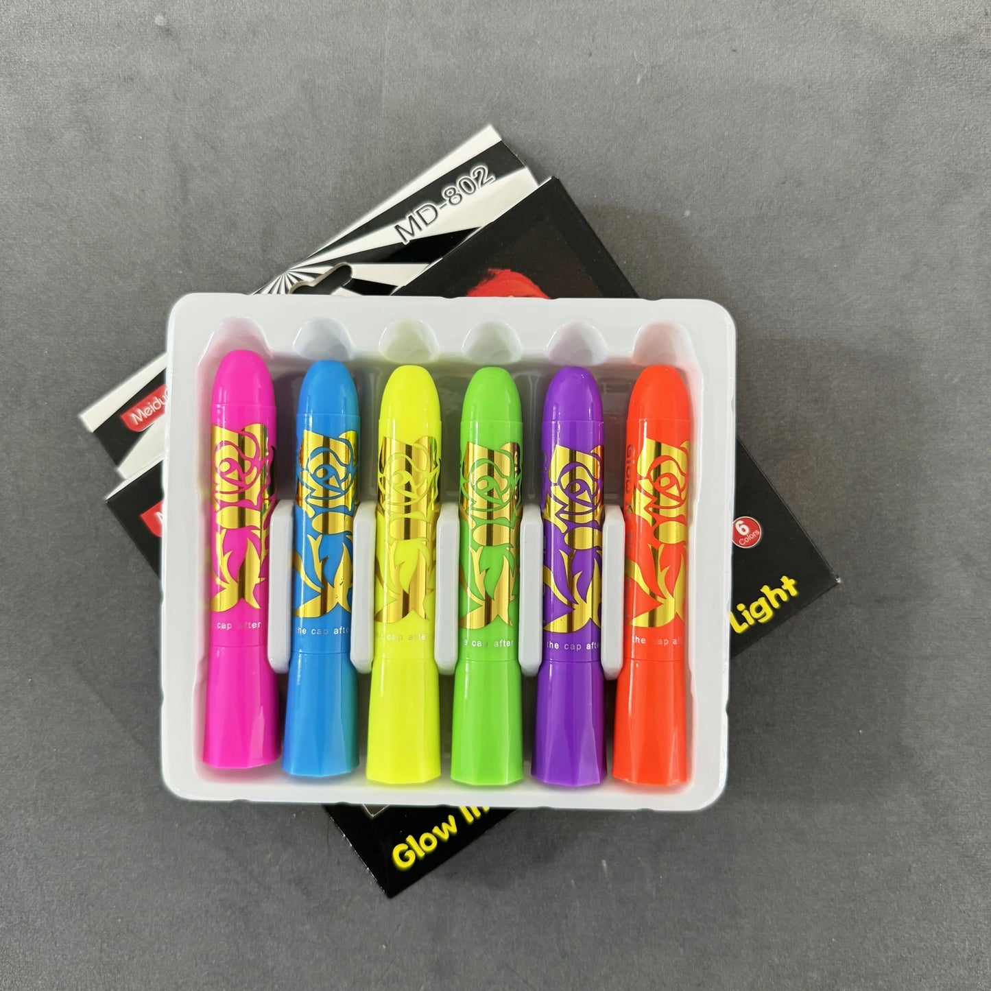 🌈“Neon Hex Stick” – Pintura Fluorescente UV Glow para Cara & Cuerpo ✨ Crayón Festival Multicolor