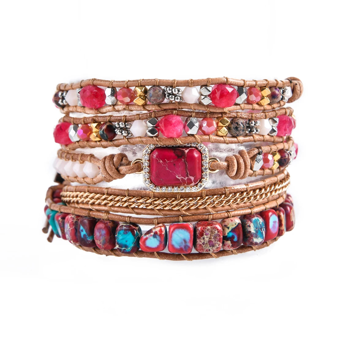 💛Heart Roots" — Pulsera de Cuero con Piedra natural