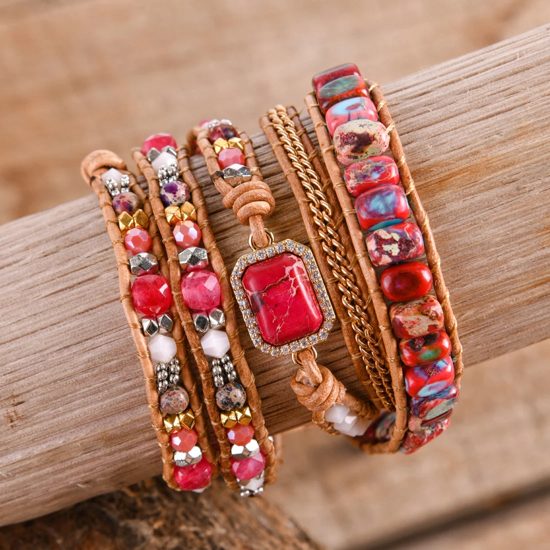 💛Heart Roots" — Pulsera de Cuero con Piedra natural