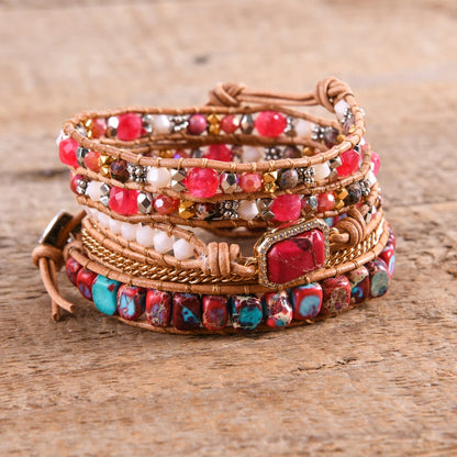 💛Heart Roots" — Pulsera de Cuero con Piedra natural