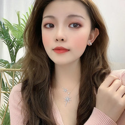 🌟"Starspell Glow" 💫 Collar Estrella de Plata 925 con Cadena Fina de Lujo Luminoso