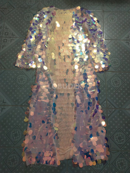 🐚 Sea Queen Cloak — Kimono Largo de Lentejuelas Tornasol 🧜‍♀️ 11 colores a elegir