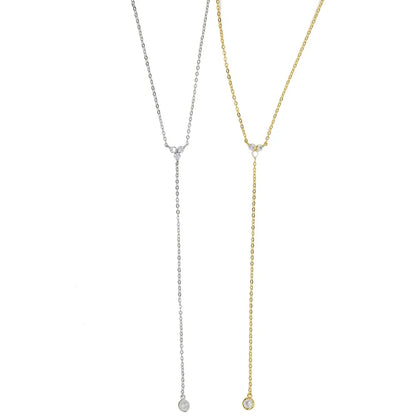 🌙“Moonthread Lariat” – Collar Y Plata 925 💫 Minimalismo Encantado + Charms CZ