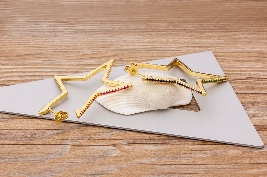 🌈"Cosmic Loop" — Pendientes Bohemios Multicolor con Cristales CZ ✨9 varaintes a elegir