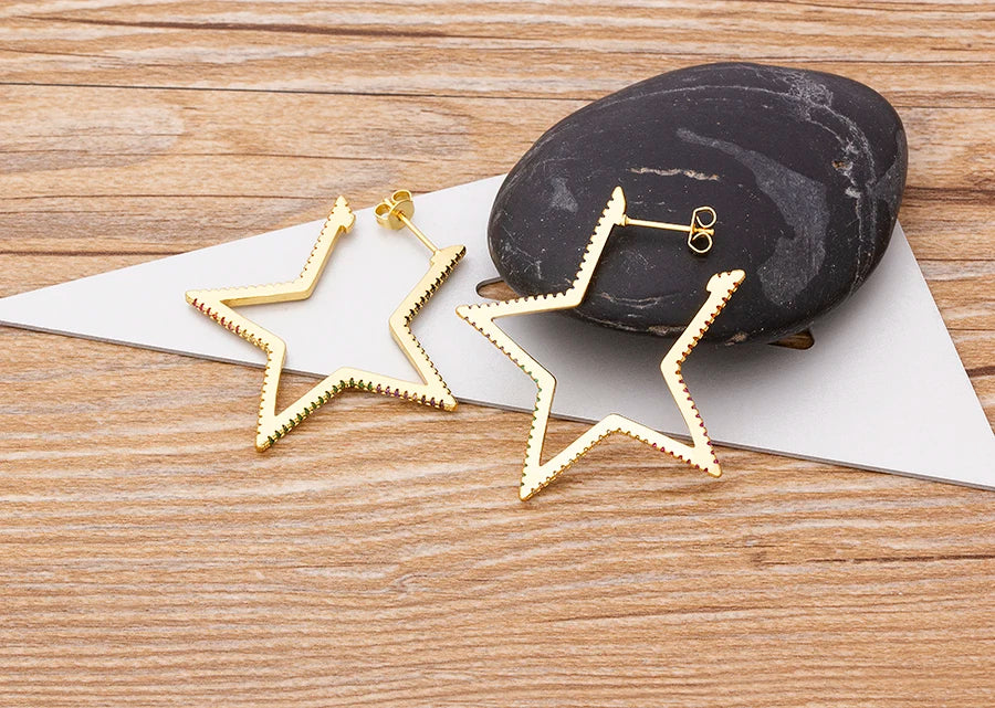 🌈"Cosmic Loop" — Pendientes Bohemios Multicolor con Cristales CZ ✨9 varaintes a elegir