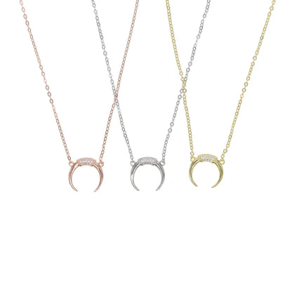 🌙Moonstar Amulet – Collar Luna & Estrella en Plata 925 con Zirconia CZ ✨ Baños en Oro, Oro Rosa o Platino