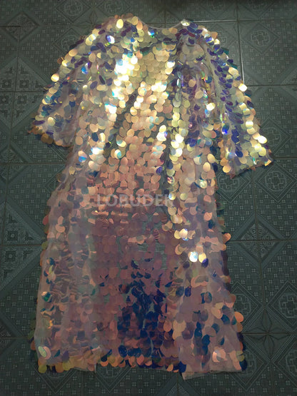 🐚 Sea Queen Cloak — Kimono Largo de Lentejuelas Tornasol 🧜‍♀️ 11 colores a elegir