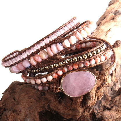 🔮"Mystic Amethyst" ✨ Pulsera Boho de Piedras Naturales🌈18 colores a elegir