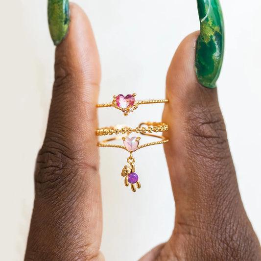 Anillos Love Set 💘🌈🧸Corazón, Mariposa. Oso y Flor en circonitas✨ 6 variantes a elegir