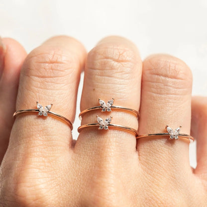 Anillos Love Set 💘🌈🧸Corazón, Mariposa. Oso y Flor en circonitas✨ 6 variantes a elegir