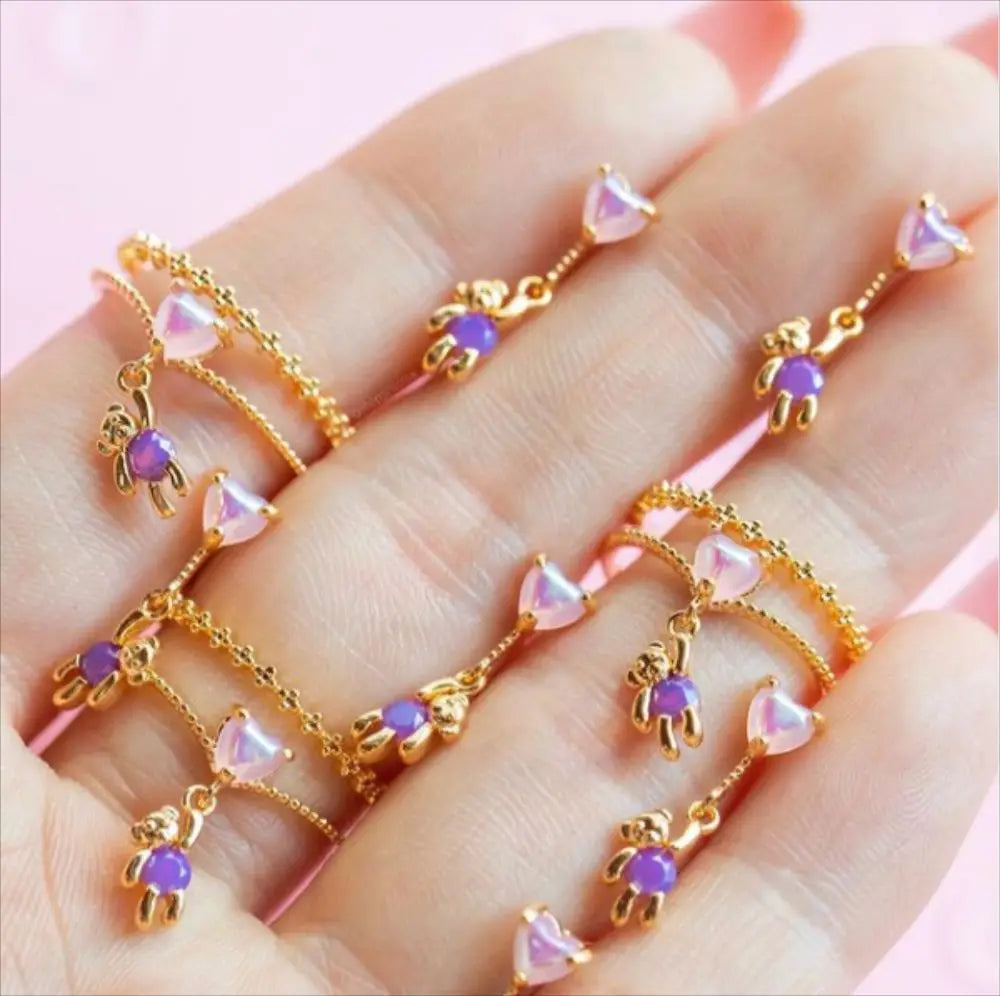 Anillos Love Set 💘🌈🧸Corazón, Mariposa. Oso y Flor en circonitas✨ 6 variantes a elegir
