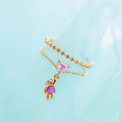 Anillos Love Set 💘🌈🧸Corazón, Mariposa. Oso y Flor en circonitas✨ 6 variantes a elegir