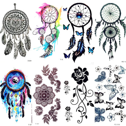 🎨Atrapasueños de Acuarela – Tatuajes Temporales de Fantasía Bohemia 🌈