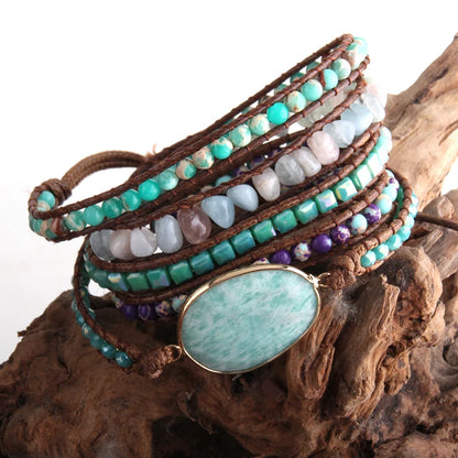 🔮"Mystic Amethyst" ✨ Pulsera Boho de Piedras Naturales🌈18 colores a elegir