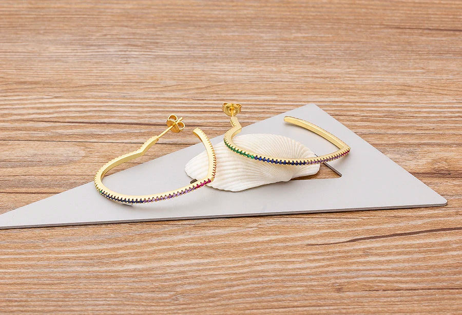 🌈"Cosmic Loop" — Pendientes Bohemios Multicolor con Cristales CZ ✨9 varaintes a elegir