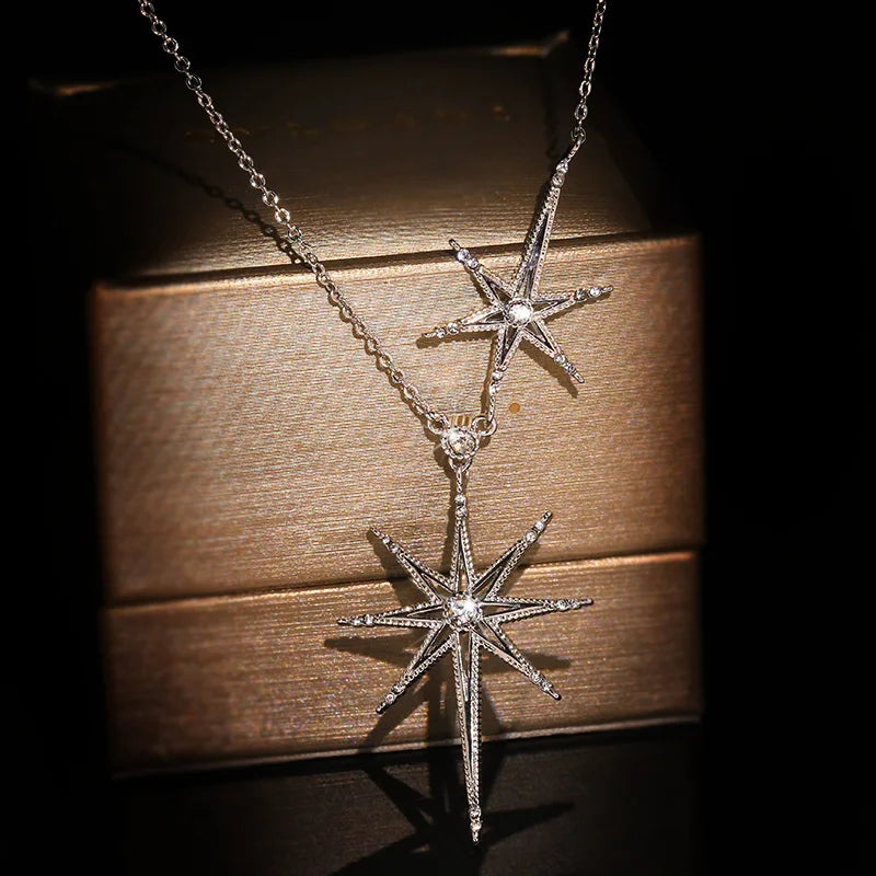🌟"Starspell Glow" 💫 Collar Estrella de Plata 925 con Cadena Fina de Lujo Luminoso