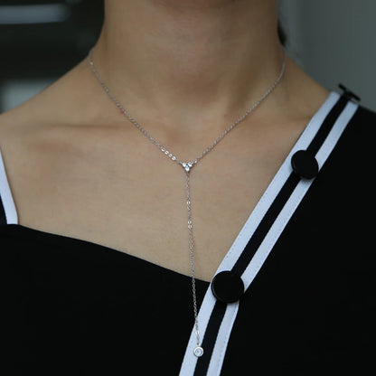 🌙“Moonthread Lariat” – Collar Y Plata 925 💫 Minimalismo Encantado + Charms CZ