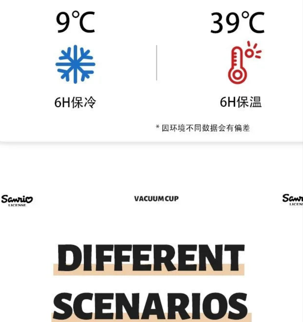 🌟Taza Térmica 520ml Hello Kitty x Kuromi — Cute Rebel 💖 2 variantes a elegir