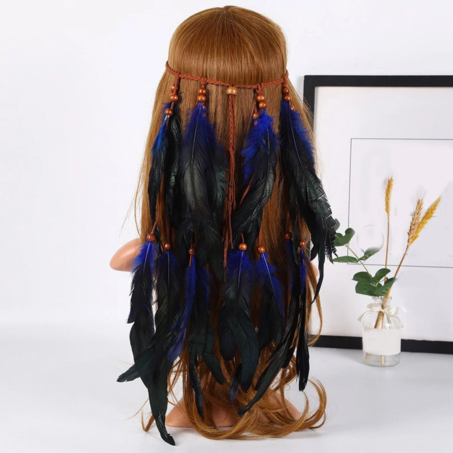 🕊️Diadema Boho de Plumas Naturales 🌵 Diosa del Desierto 🔥35 variantes