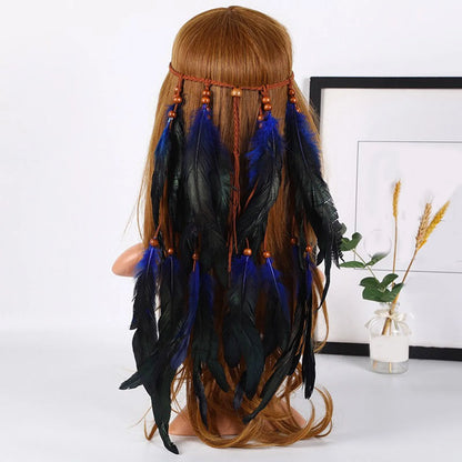 🕊️Diadema Boho de Plumas Naturales 🌵 Diosa del Desierto 🔥35 variantes