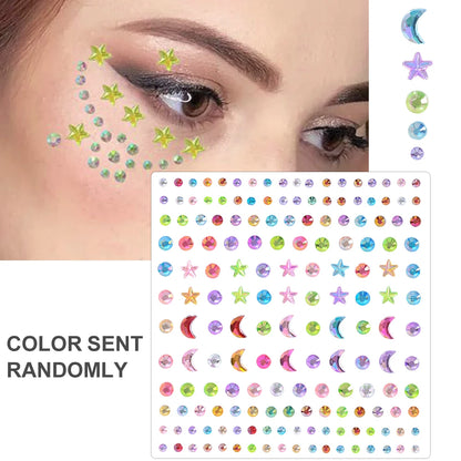 💎Galaxy Goddess – Joyas Adhesivas 3D Multicolor para Rostro 💠✨47 variantes a elegir