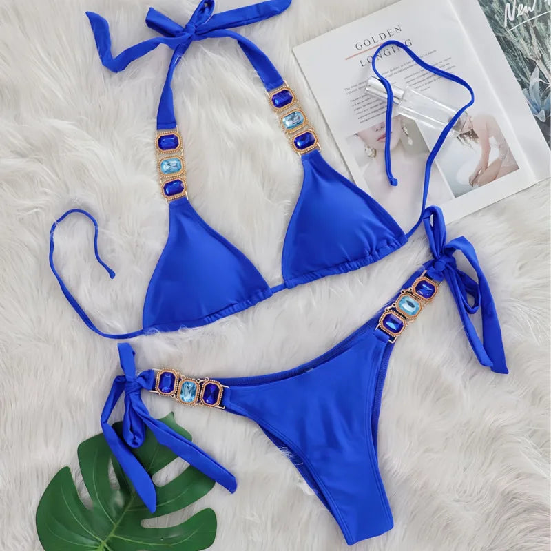 💎 “Starlit Siren” Bikini 2025 – Swimwear con Brillantes 💖 8 Colores de Diosa 🔥✨