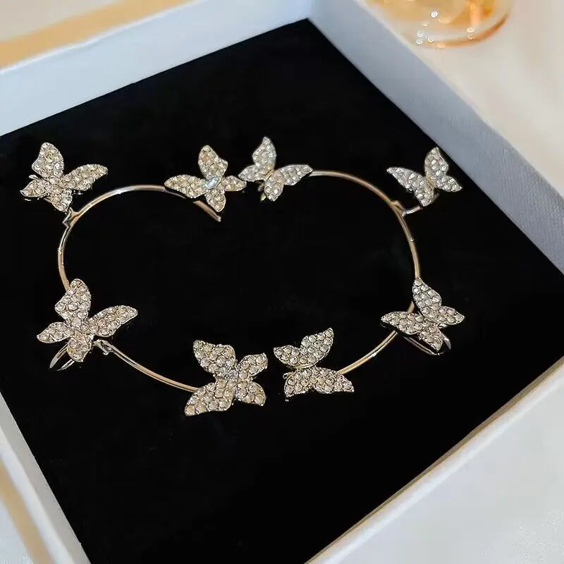 💎"Starlace Wings" 🦋Ear Cuff Clip con Mariposa, Cristales y Borla Estelar✨ 18 variantes a elegir
