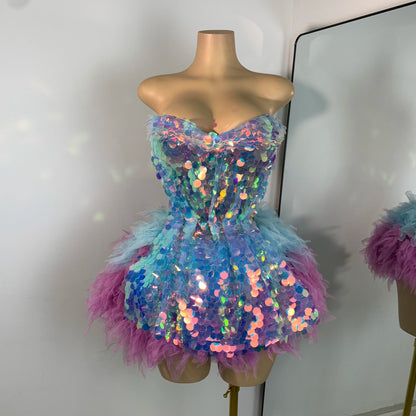 🌟 Starlight Diva Set – Conjunto Corset & Falda Lago de los Cisnes 💙💜