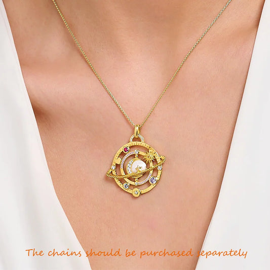 🌙 Colgante Talismán Cósmico — “Sigue tu corazón” ✨, Plata de Ley 925