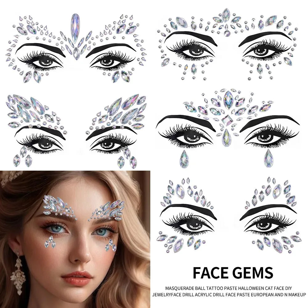 💎Diamante Supremo – Set Real de Face Gems Plateados 🧚👁️ 5 variantes a elegir