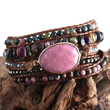 🔮"Mystic Amethyst" ✨ Pulsera Boho de Piedras Naturales🌈18 colores a elegir