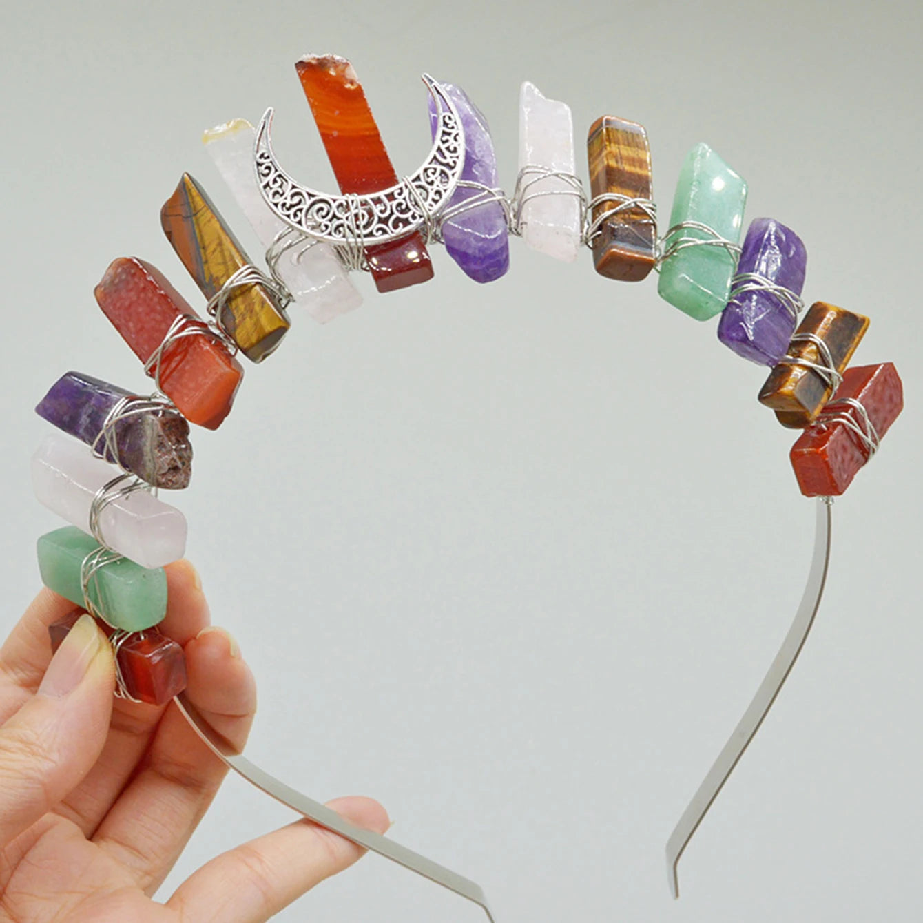 👑Corona Estelar Multicolor 🌙 Tiara de Cristal lunar para Diosas Cósmicas🌈 20 colores a elegir