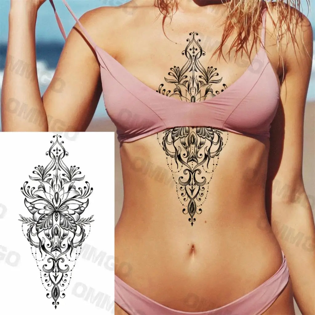 🌺Mandala Moon Tattoo – Tattoo de Espalda Estilo Diosa Tribal 🖤 52 variantes a elegir