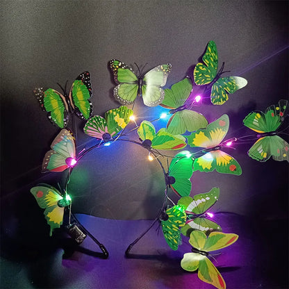 🦋 Diadema LED Mariposas  💡 Brilla con Alas Propias🔥 7 colores a elegir