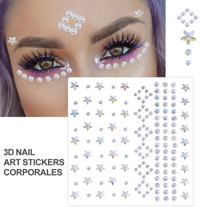 💎Galaxy Goddess – Joyas Adhesivas 3D Multicolor para Rostro 💠✨47 variantes a elegir