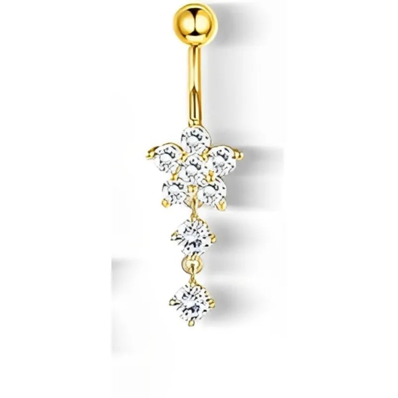 🦋 Piercings ombligo Gold Dreams 🌟 (set mariposa + flor + corazón) 💖12 variantes