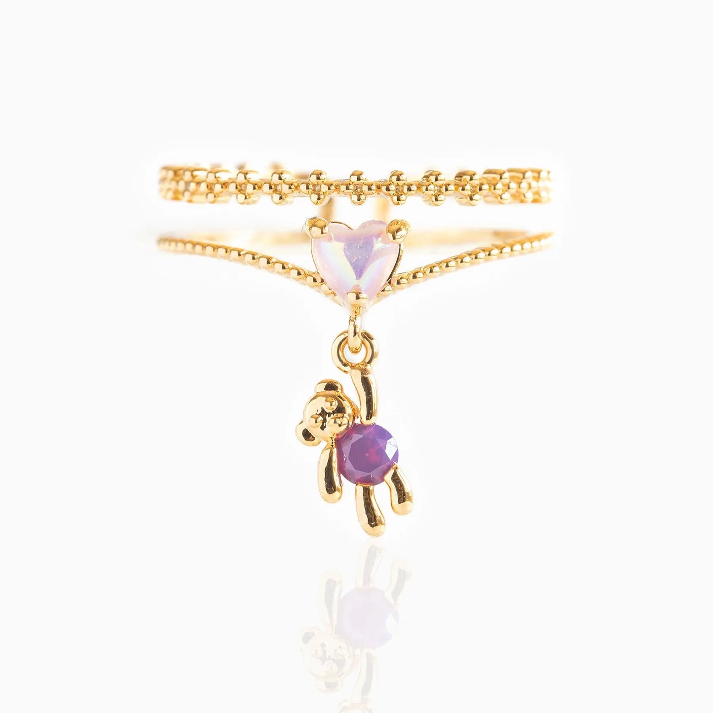 Anillos Love Set 💘🌈🧸Corazón, Mariposa. Oso y Flor en circonitas✨ 6 variantes a elegir