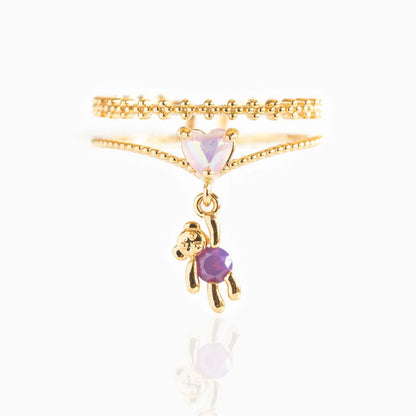 Anillos Love Set 💘🌈🧸Corazón, Mariposa. Oso y Flor en circonitas✨ 6 variantes a elegir