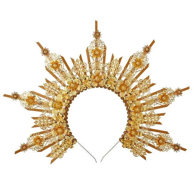 👼 Tocado Virgen Dorada Deluxe ✨Luz Mística en Estado Puro👑 12 variantes
