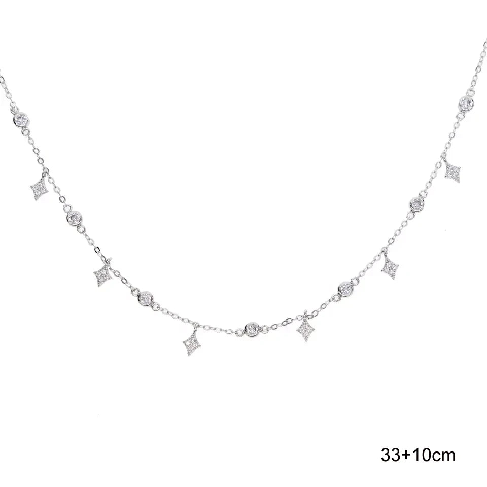 🌟 Disco Drops 💧 Choker Plata 925 con Mini Charms de Zirconia✨ 10 variantes