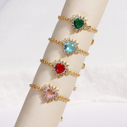 💍Heart Ring Magic 💖 Amor, Color y Poder en Cada Latido ✨Disponible en oro y plata🌈 4 colores a elegir