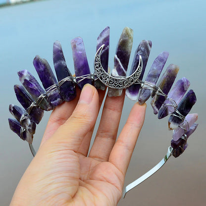 👑Corona Estelar Multicolor 🌙 Tiara de Cristal lunar para Diosas Cósmicas🌈 20 colores a elegir